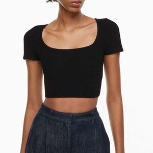 BABATON Aritzia Sculpt Knit Squareneck Top in Black